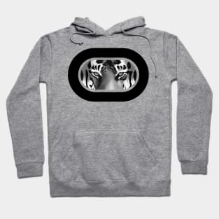 Intense stare from a tiger - Black and White variation Hoodie